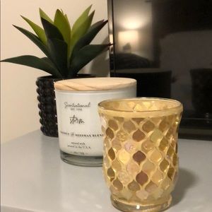Glass gold candle holder